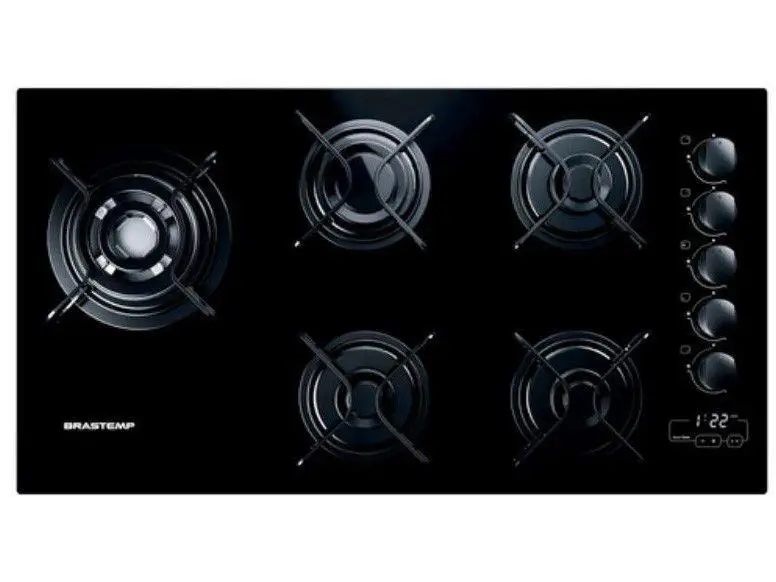 Cooktop 5 Bocas a Gás GLP Brastemp Vidro - Bivolt