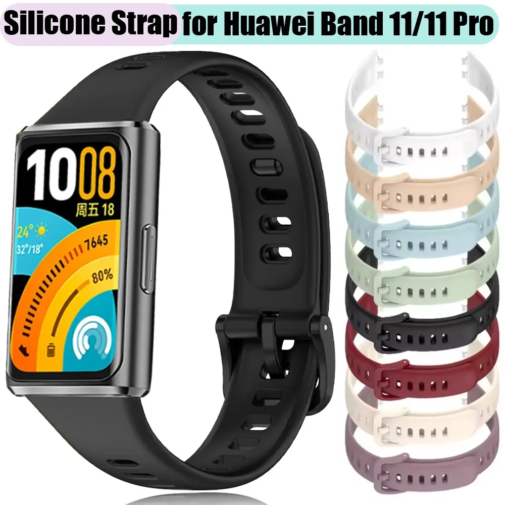 Offizielles Sport-Silikonarmband für Huawei Band 11/11 Pro, bequemes Armband, Ersatz für Huawei Band 11 Pro Uhrenarmband