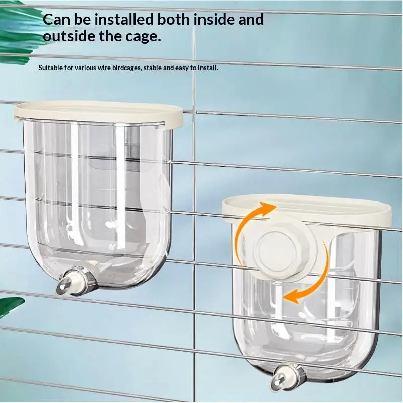 Bird Automatic Pin-Touch No Drip Waterer Large Capacity 330ML Tiger Skin Parrot Myna Water Feeder Birdcage Hanging Supplies