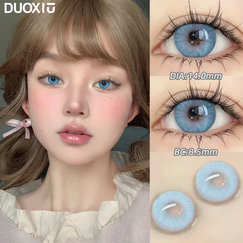 DUOXIU, 1 par, gran oferta, lentes de contacto de Color, lentes de contacto para miopía, lentes de contacto azules suaves de alta calidad, envío rápido