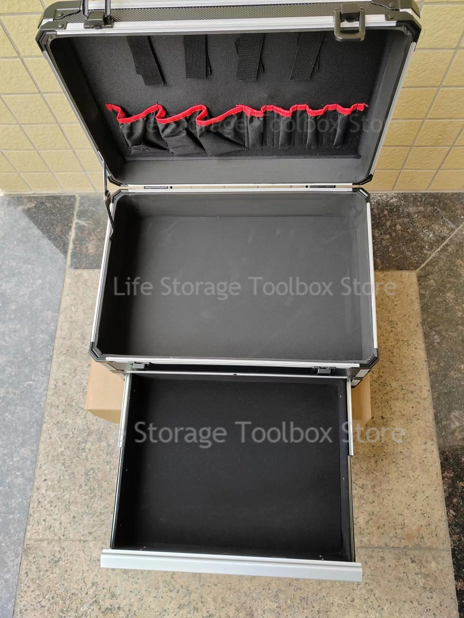 Aluminum Tool Box Suitcase Drawer Tool Box Portable Hardware Toolbox for Mechanics Instrument Storage Case Electric Suitcase