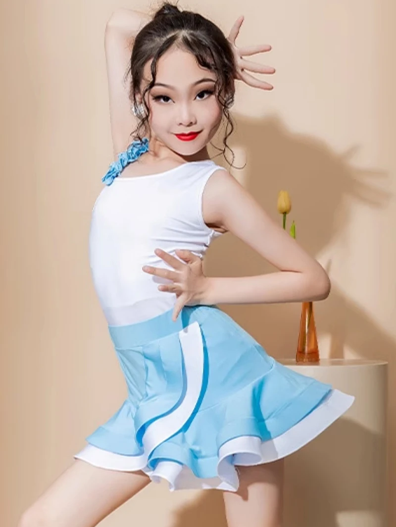 Kinder Meisje Latin Dans Grote Rok Zoom Training Rugloze Samba Stierenvechten Chacha Rumba Professionele Wedstrijd Kostuum