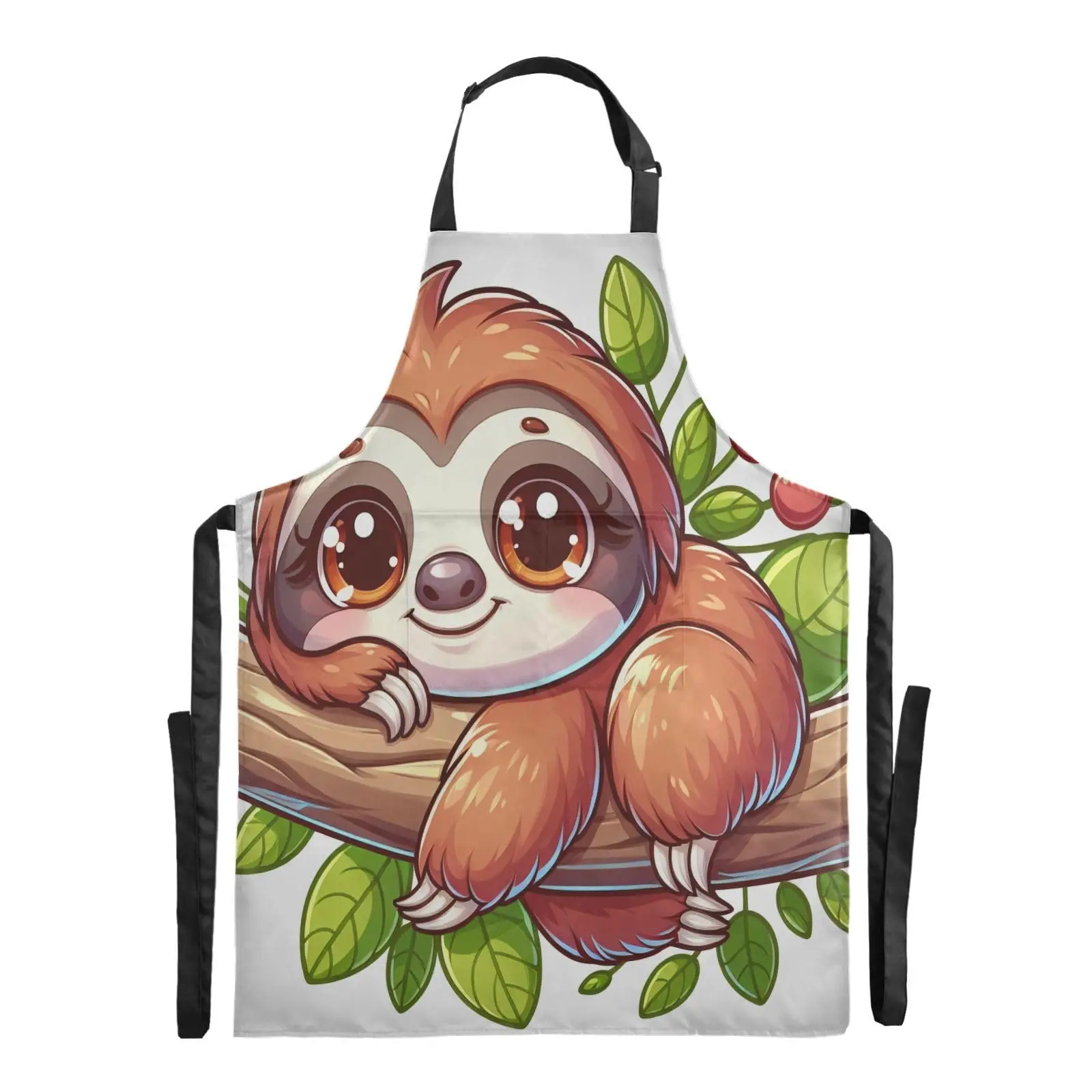 

Sloth Branch Waterproof Apron with Pockets Kitchen Work Aprons with an Adjustable Neck for Women Men Chef Cooking Baking
