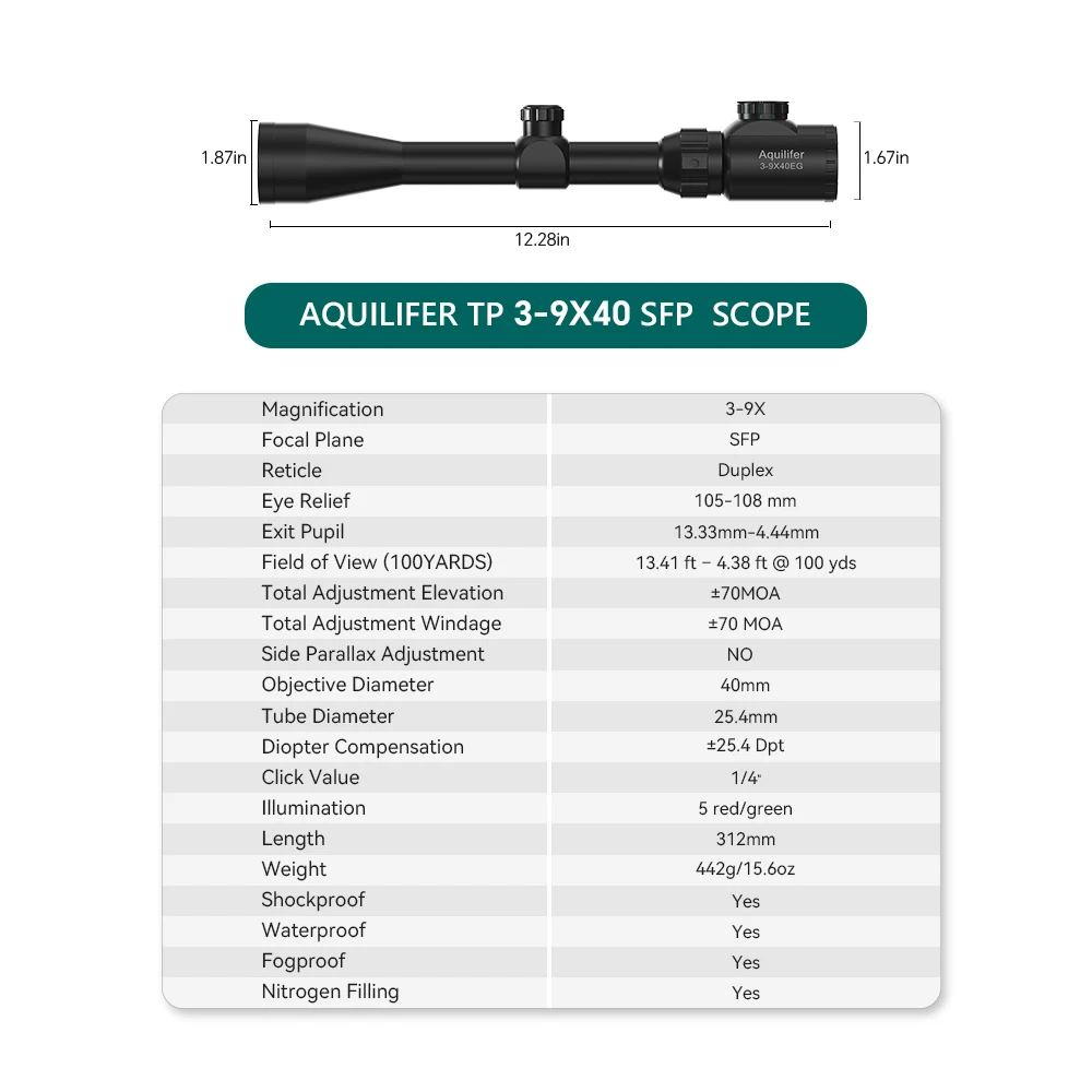 Red & Green Illuminated Riflescope – Fully Coated Lens Outdoor Hunting Optics Sight 6