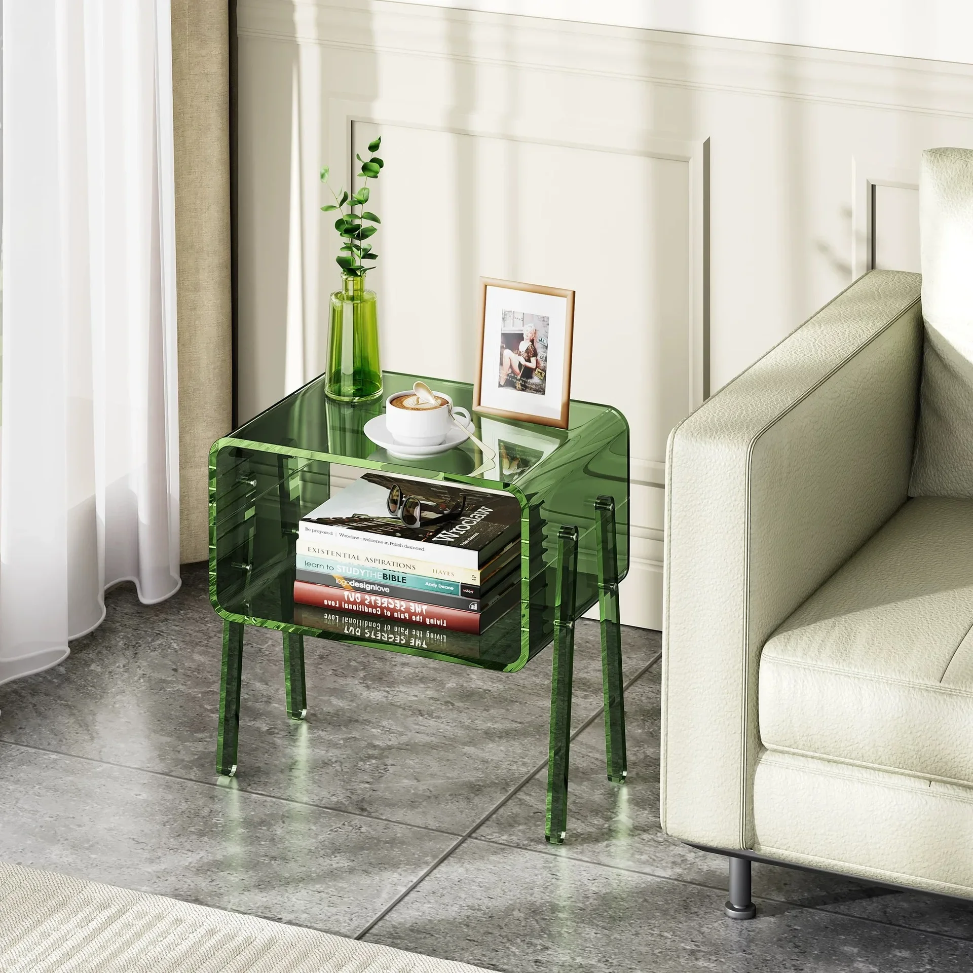 Acrylic Bedside Table Household Bedroom Small Shelf Modern Simplicity High Sense Creative Edge FewN1