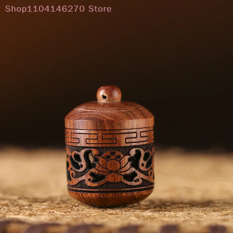 1Pc Solid Wood Medicine Pill Box Mini Lantern Wood Rescue Pill Case Portable Storage Sealed Can For Outdoor First Aid Tool