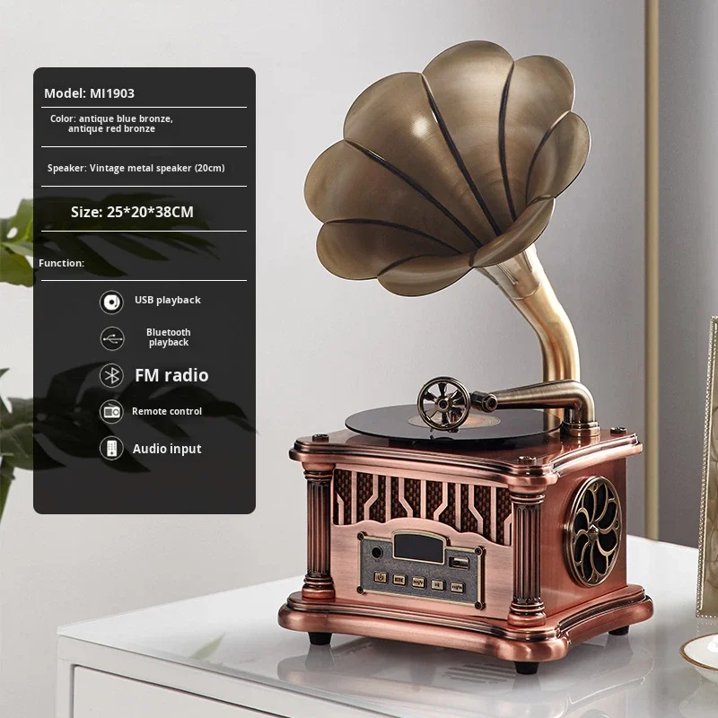 Vintage Multi Connectivity Gramophone Record Player Bluetooth USB AUX FM Radio Turntable for Home Decor Collectable