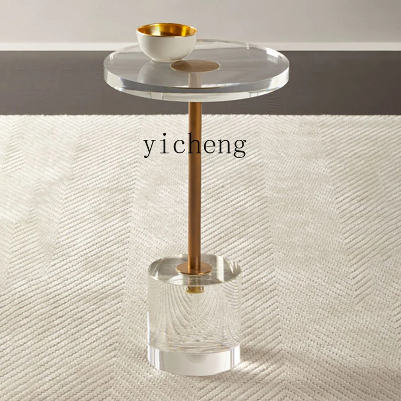 

XL acrylic coffee table simple modern living room bedroom stainless steel small table transparent edge table