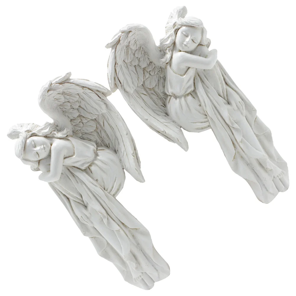

2Pcs Door Frame Angel Decor Resin Sleeping Gesture Angel Statues Wall Hanging Decorations for Festival Party