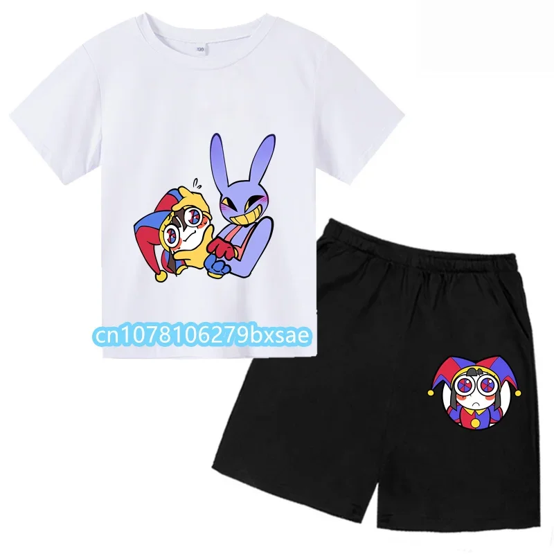 2024 der erstaunliche digitale Zirkus T-Shirt Anzug für Jungen Mädchen personal isierte Cartoon Kinder T-Shirt Kurzarm Mode Jungen setzt Mädchen