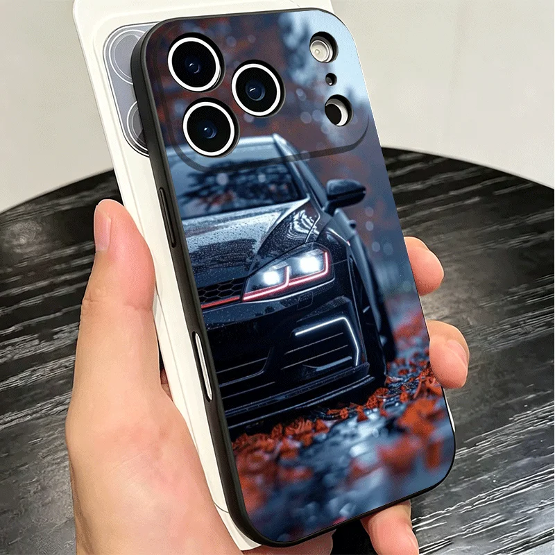 Sports Car Golf R Cool Soft Phone Case for iPhone 16 16E 17 Air 15 Pro Max 14 Plus 13 Mini 11 12 7 Black Cover Back Shell view 4