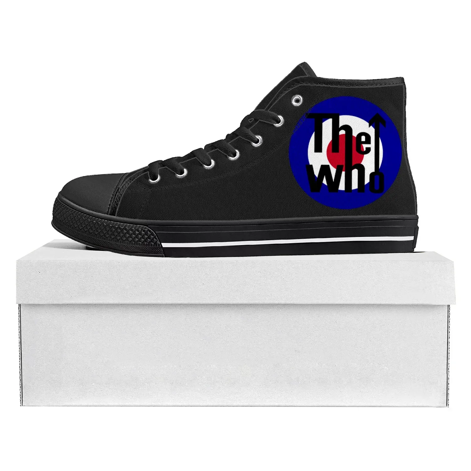 The Who Pop Rock Band High Top High Quality Sneakers Mens Womens Teenager Canvas Sneaker Casual Couple Shoes Custom Shoe Black