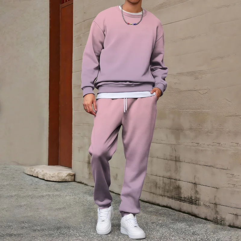 

2025 Spring and Autumn New Round Neck Fashion Versatile Casual 3D Gradient Hoodie Sports Set