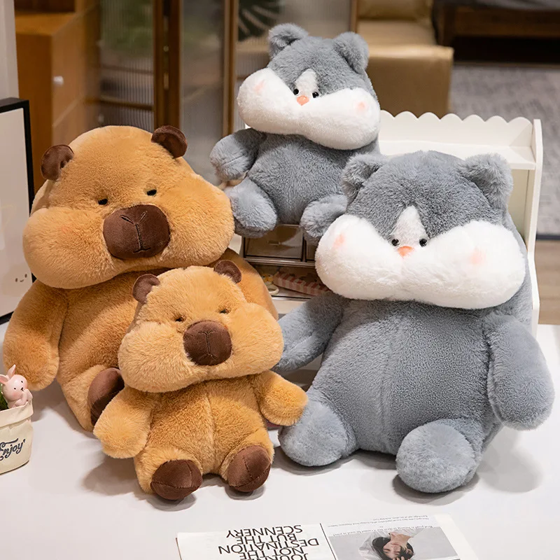 Oreiller en peluche de beurre de Capybara gris, jouet en peluche créatif, dessin animé Kawaii, assis, marron, décoration d'intérieur, cadeau d'anniversaire