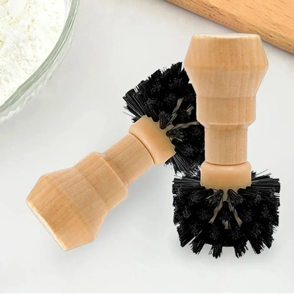 Wooden Handle Coffee Tamper Cleaning Brush Residual Powder Sweep Professional Coffee Machine Brush Protable Efficient
