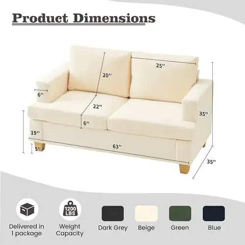 Cloud Couches Living Room Furniture Sets, Loveseat Sofa Set of 2 & 3 Seater Sofa for Bedroom, Comfy Chenille Couch