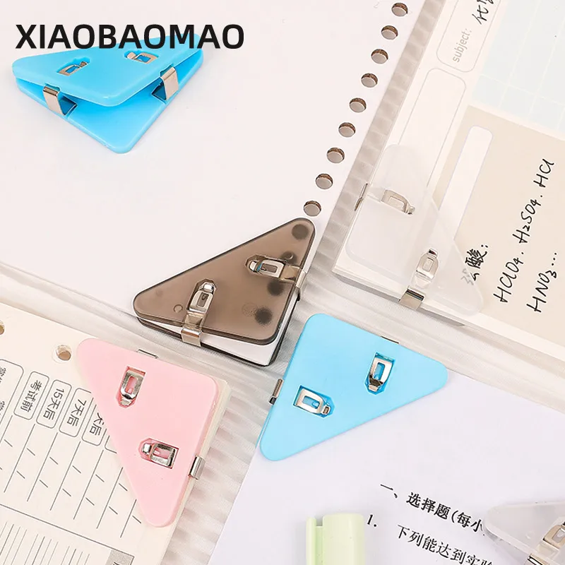 10 PCS/Set PET Color Triangle Book Paper Corner Clip Binder Clips for Desk Storage Shelf Office Desktop Organizer Organization