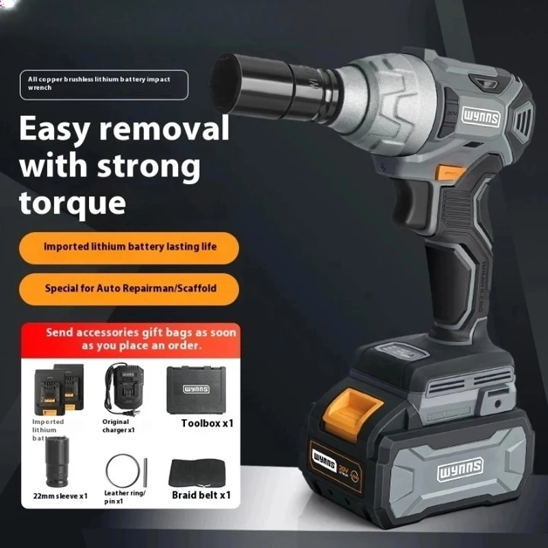 Cordless Impact Wrench 1/2 Inch,Brushless Max 330N.M High Torque w/ 2 xBatteries,5 sleeves