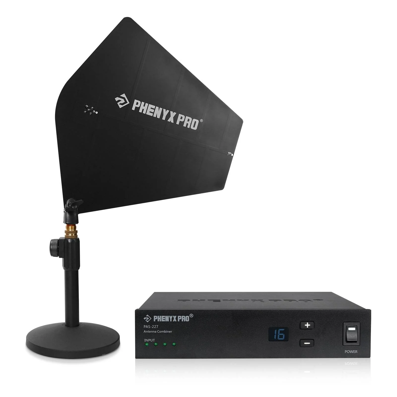 حزمة تجميع الهوائي اللاسلكي Phenyx Pro PAS-227X UHF لنظام مراقبة داخل الأذن، تحكم 16 كسب، نطاق تردد 450-970 ميجاهرتز
