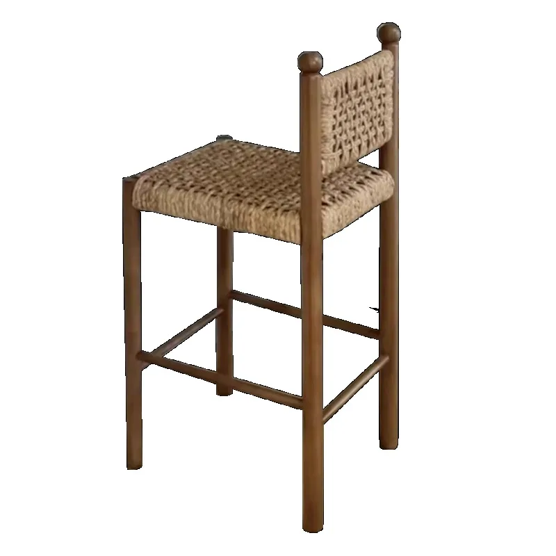 

Скандинавская роскошная мебель, барный стул, плетеный из ротанга из цельного дерева, стильный и простой скандинавский барный стул