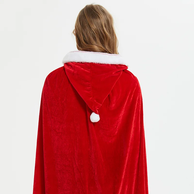 Cape à capuche de noël Super longue étendue, châle, Costume de Cosplay du père noël, tenue de fête sur scène, longueur 150 cm
