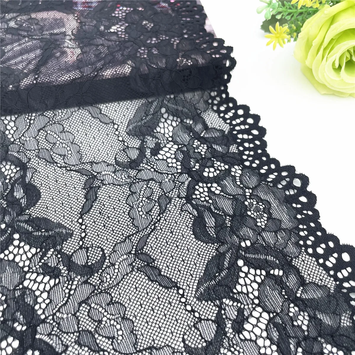 3y/Lot Width 8 7/8 in Black Elastic Stretch Lace Trim For Lingerie Sewing Craft DIY Apparel Fabric Garment Accessory Bjd