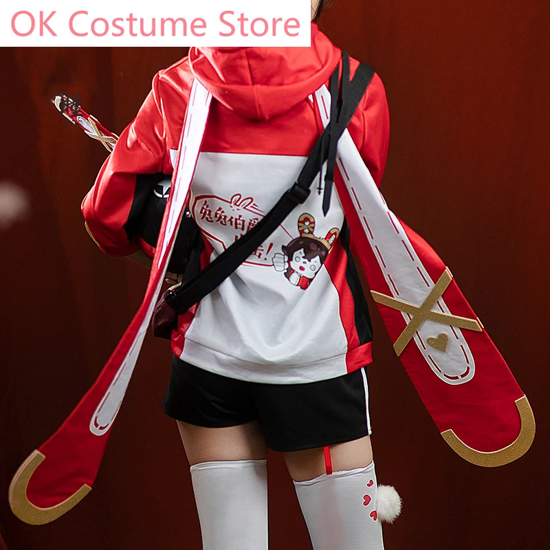 Anime! Genshin Impact Amber Pizza Hut Linkage Game Suit Uniform Cosplay Costume Halloween Party Activity Outfit Women