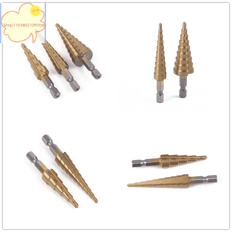 

[TL] 3 шт. HSS ступенчатое сверло со спиральной канавкой и титановым покрытием 3-12 4-12 4-20 Набор ступенчатых сверл для электроинструмента Коническая дрель с несколькими отверстиями