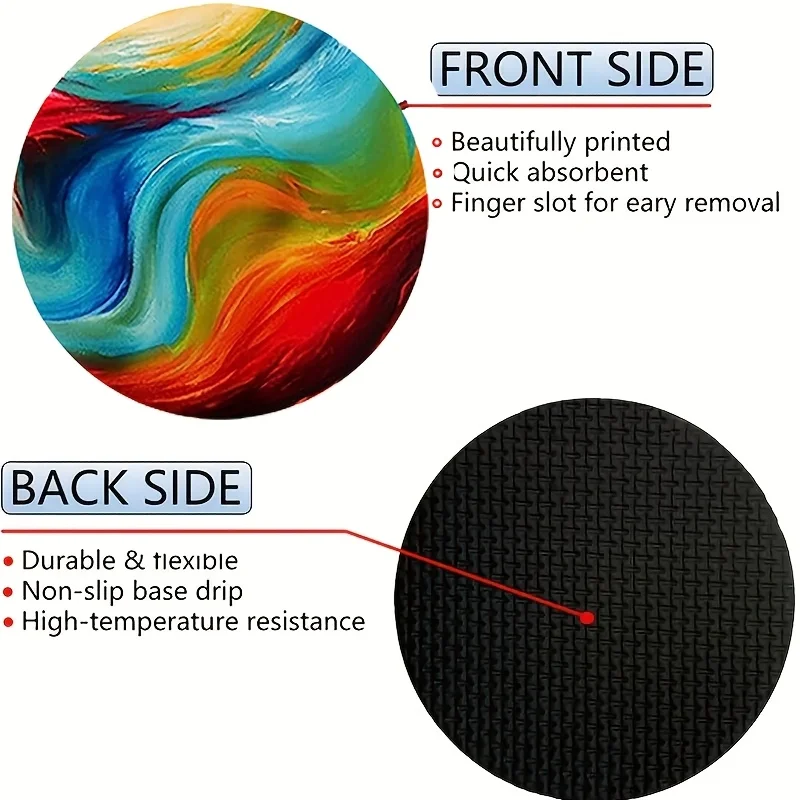 2-pack Car Cup Holder Coasters, Cool, Colorful, And Psychedelic Rainbow Tie-dye Style, With Abstract Decorative Patterns, 2.75-