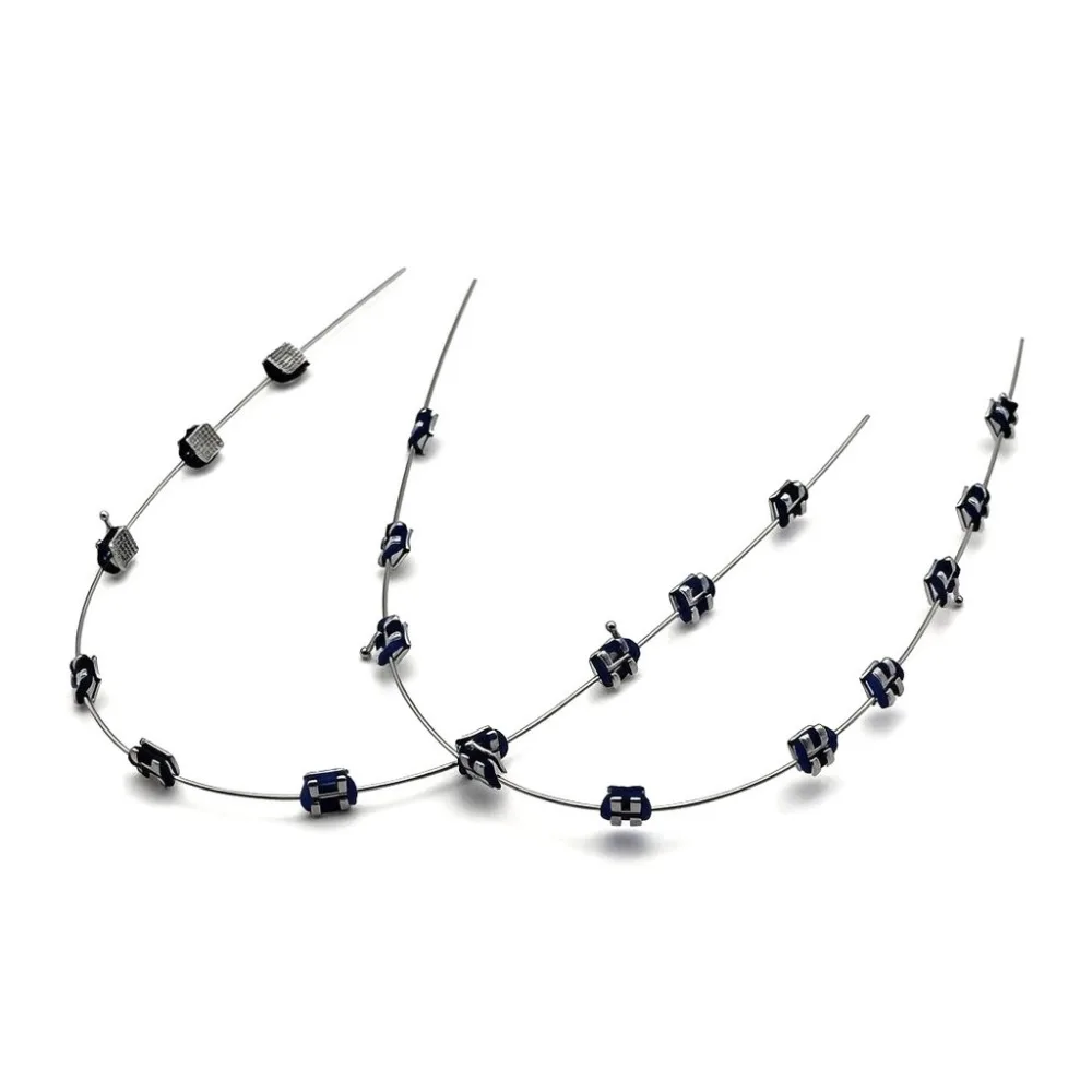 1Pair Temporary Tooth Decoration Dental Fake Braces with Metal Wires & Bracket Orthodontic Braces with Ligature Ties Dental