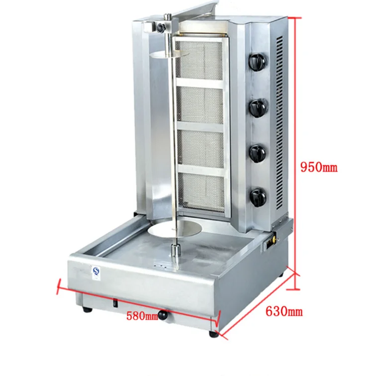 Gyro 4 Burners Vertical   Grill Machine Vertical Broiler Doner Kebab Machine Shawarma Roaster Oven for Commercial Food