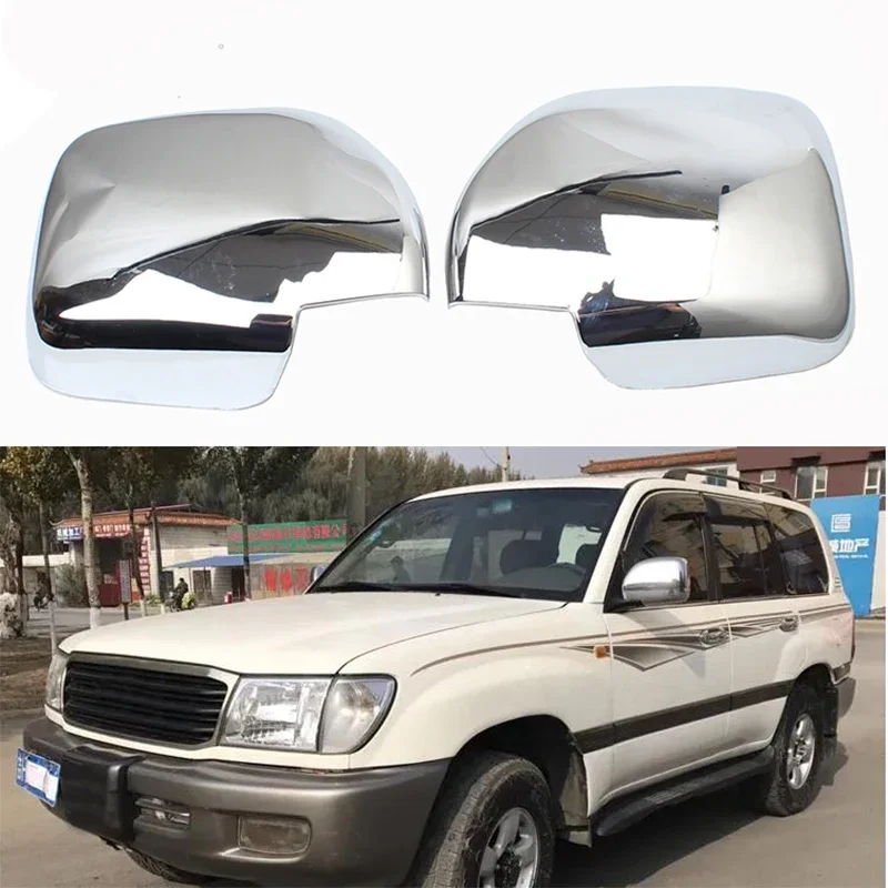 2PCS ABS Chrome Rearview Side Door Mirrors Cover Trim Car styling For Toyota Land Cruiser 100 LC100 1998-2004 2005 2006 2007