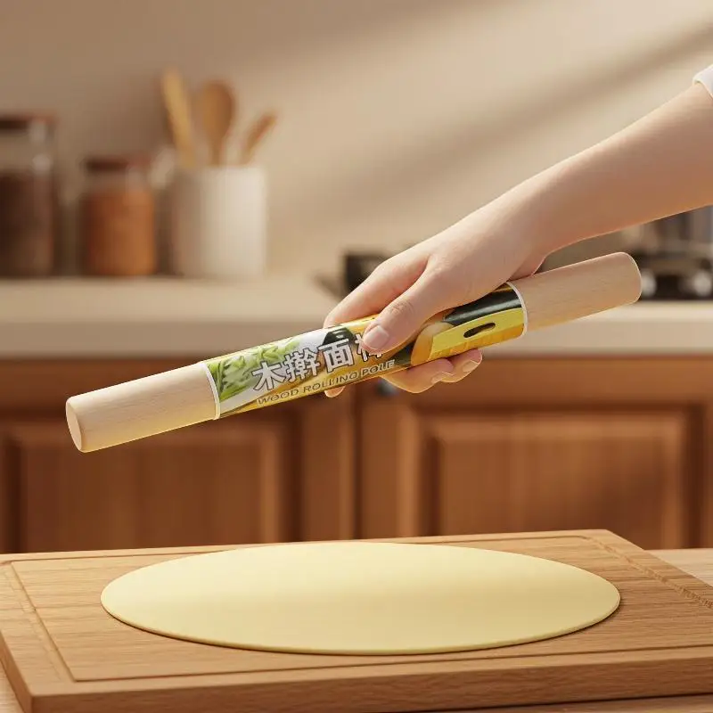Wooden Rolling Pin Durable Sturdy Construction Dough Roller for Home Kitchen Baking Pizza Pasta Pie Crust