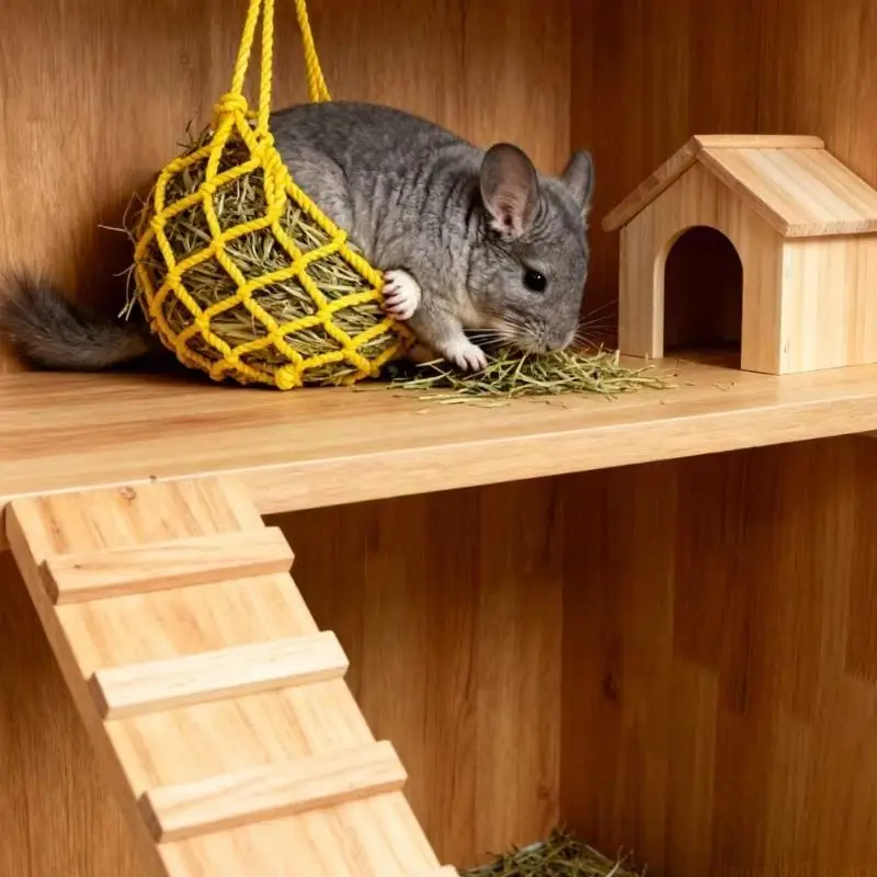 QX2E Adjustable Hanging Grass Feeder For Cages Enclosures And Small Pet Cage Decors