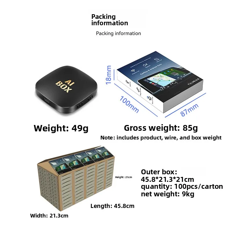 Android 13 AI Box, 2+16G 2+32G Wireless CarPlay Android Auto Adapter, Smart Multimedia Player for Factory OEM Car Stereo
