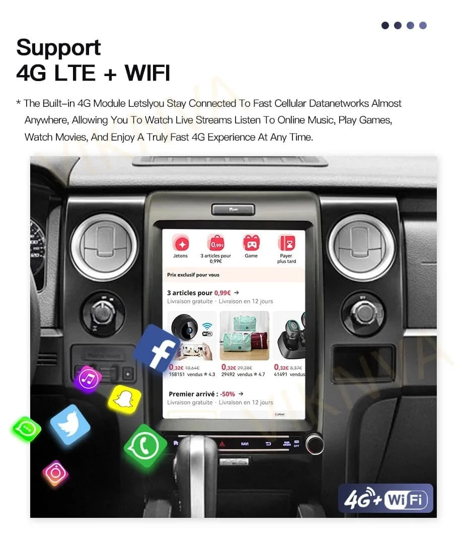 12.3inch Wireless Carplay For Ford F150 2008-2014 Android Auto Car Radio Central LCD Head Unit Multimidia Video Player
