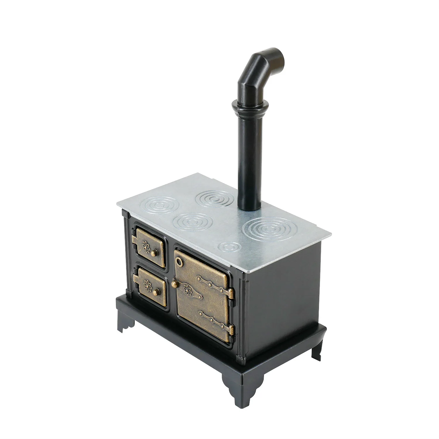 

1:12 Scale OB11 Dollhouse Miniature Iron Stove with Long Chimney, Decor Model Prop for Diorama Scene Collectors