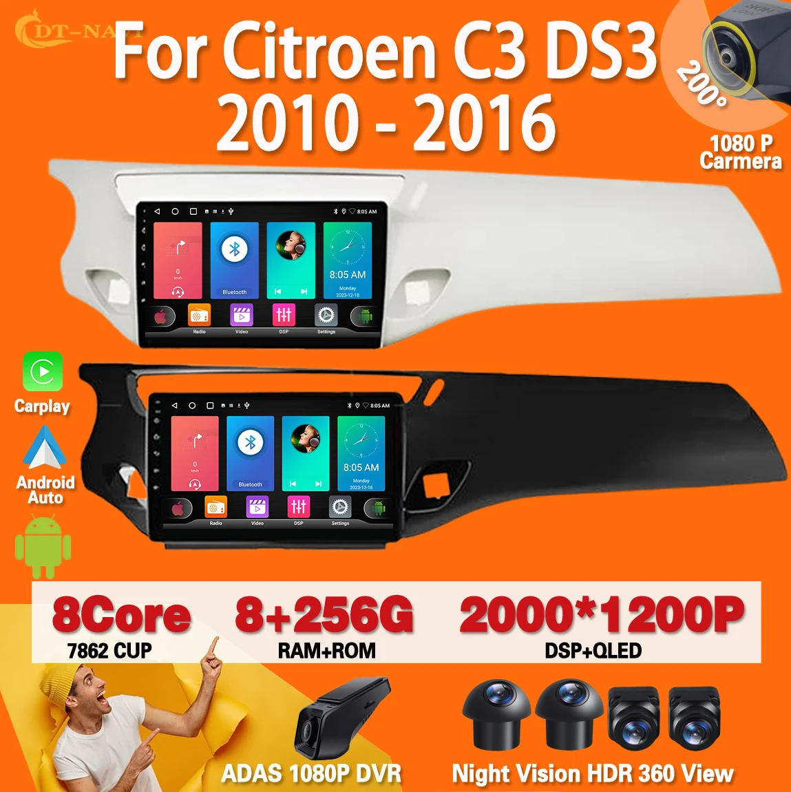 Android For Citroen C3 DS3 2010 - 2016 Radio Carplay Auto Radio Stereo Multimedia Player Navigation GPS 4G Wifi  no 2din