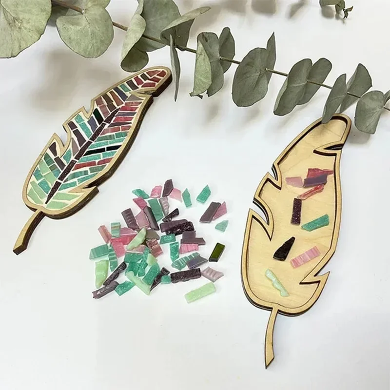 

2025 Handmade Creative DIY Mosaic Kit Bright Feather Mosaic Kit Stained Glass Craft Mosaic Kit Crafts Lovers for Adults/Kids