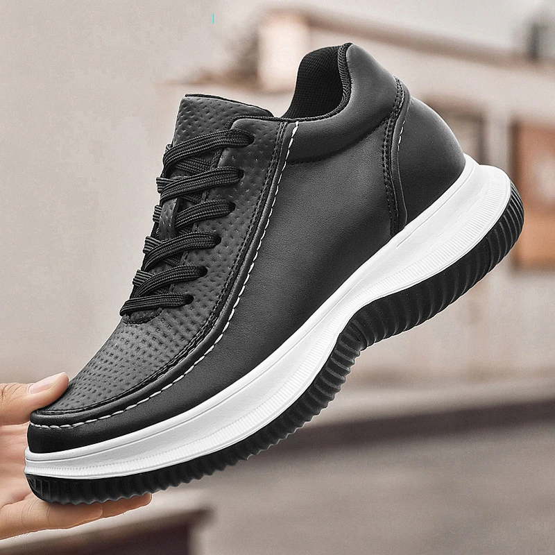 

Men's Shoes Invisible Inner Heightening Casual Leather Shoes Men Genuine Leather Outdoor Hiking Shoes Cross-country Sports Shoes