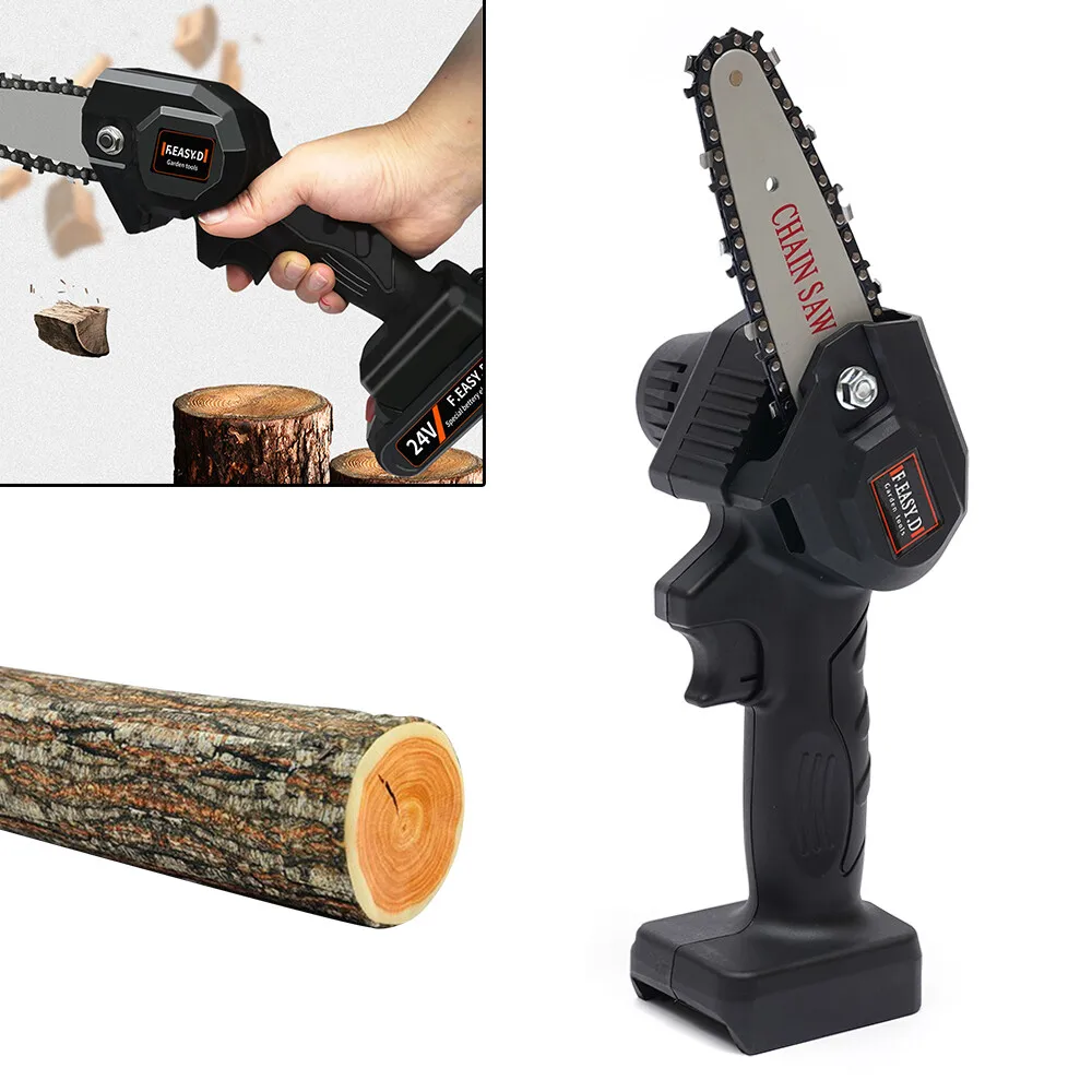 

24V Cordless Chainsaw, 4-Inch Cutting Capacity - Battery Powered Mini Chainsaw for Pruning Trimming