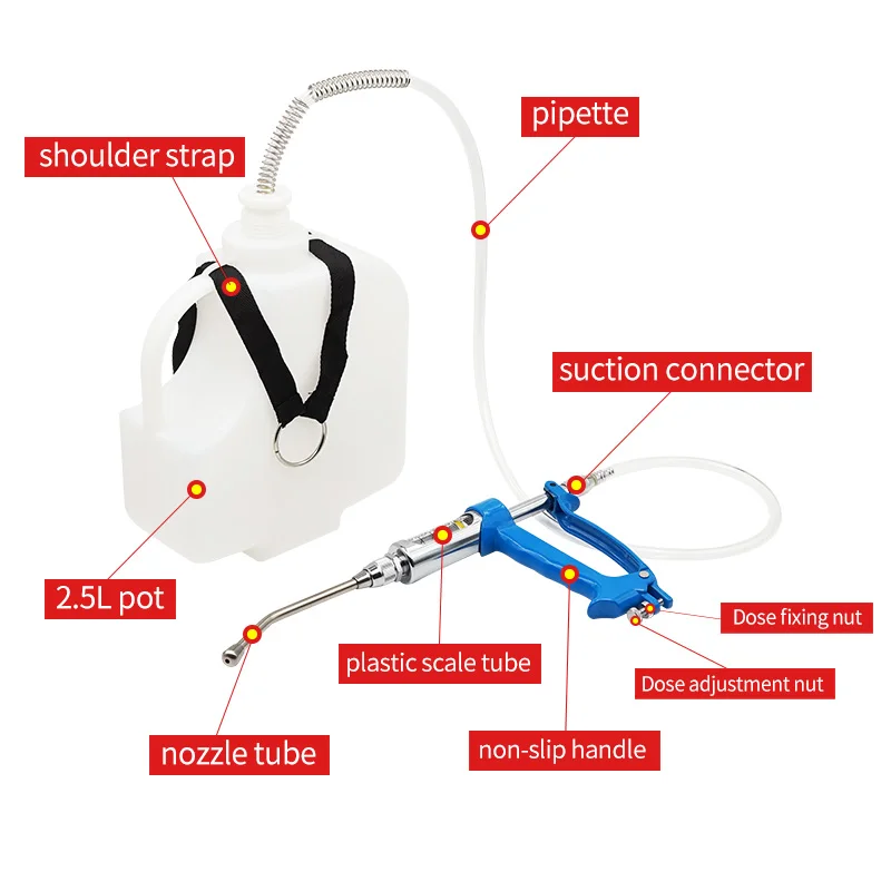 Imagem -04 - Arma Alimentador Drencher Alimentação Contínua Automática para o Gado Mochila Garrafa Pote Medicina Encharcando Gun com 3l Ferramenta da Exploração Agrícola