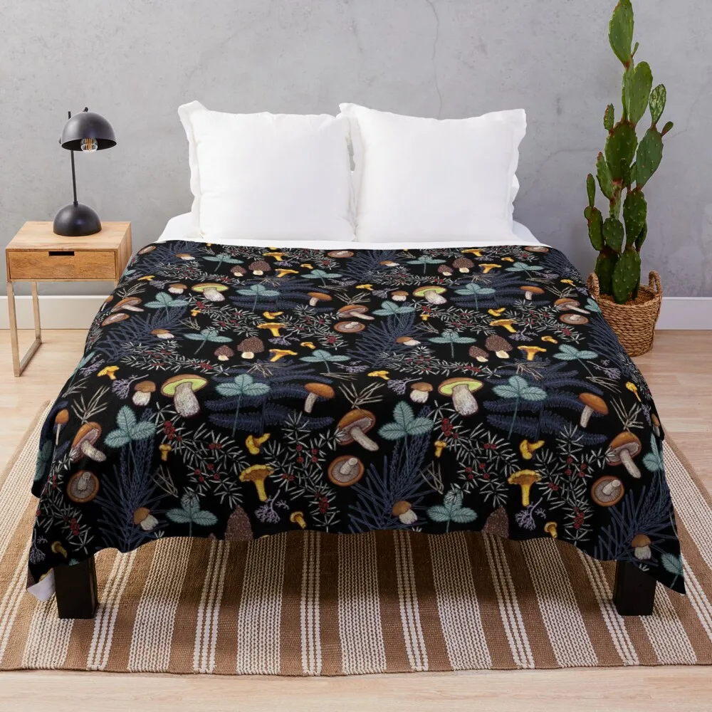 

dark wild forest mushrooms Throw Blanket flannels blankets for bed microfiber blanket