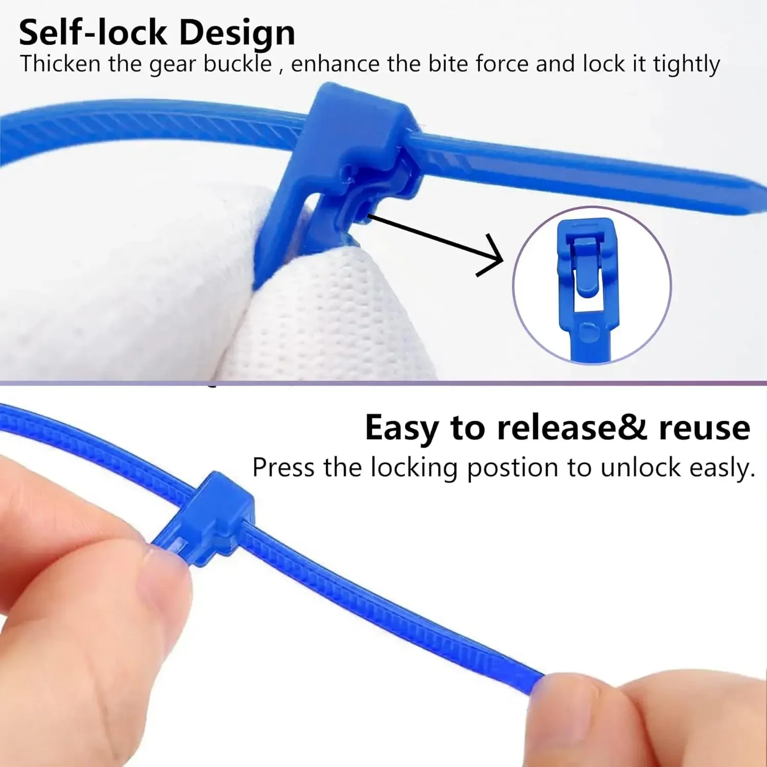 100-1000PCS Binder Lock Straps Nylon Cable Ties Releasable Self-locking Reusable Zip Ties Adjustable Loose Slipknot Organizer