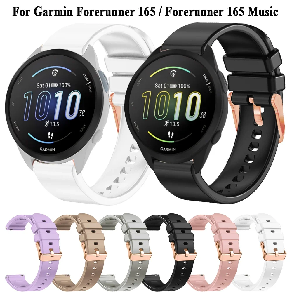 Silicone 20mm Watch Bracelet For Garmin Forerunner 165 645 245 Music 158 55 Bands Strap For Venu SQ 2/Venu 2 Plus Wristband Belt