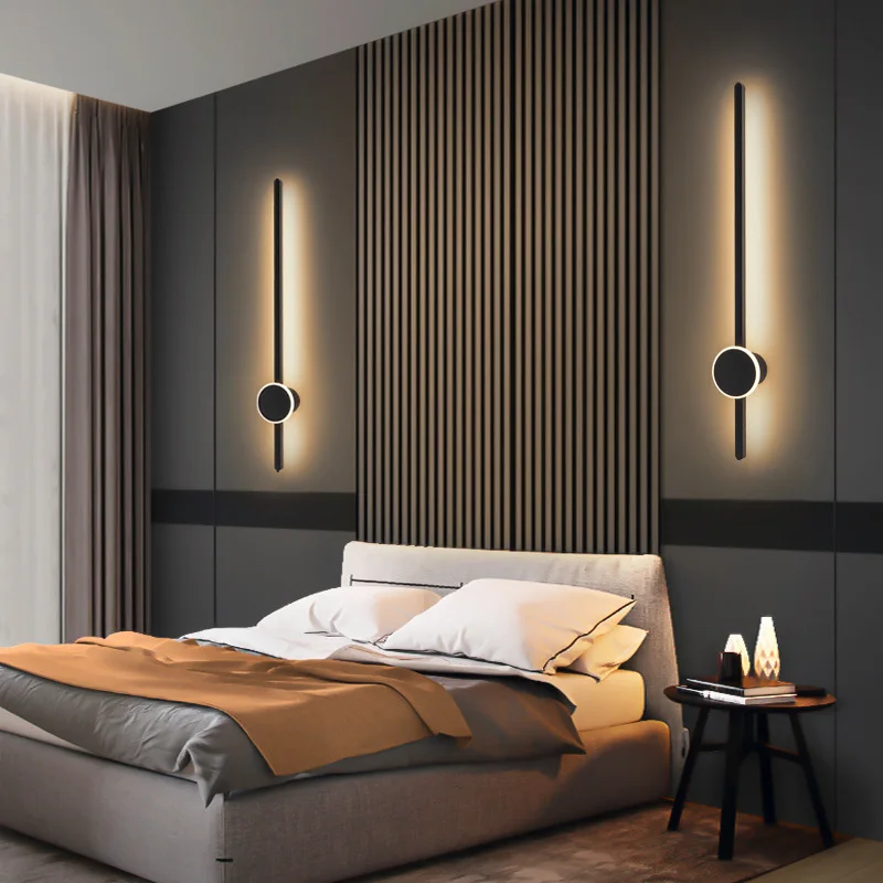 Lámpara de pared lineal LED moderna, iluminación interior, tira, sala de estar, sofá, fondo, Lámpara decorativa, AC85-265V