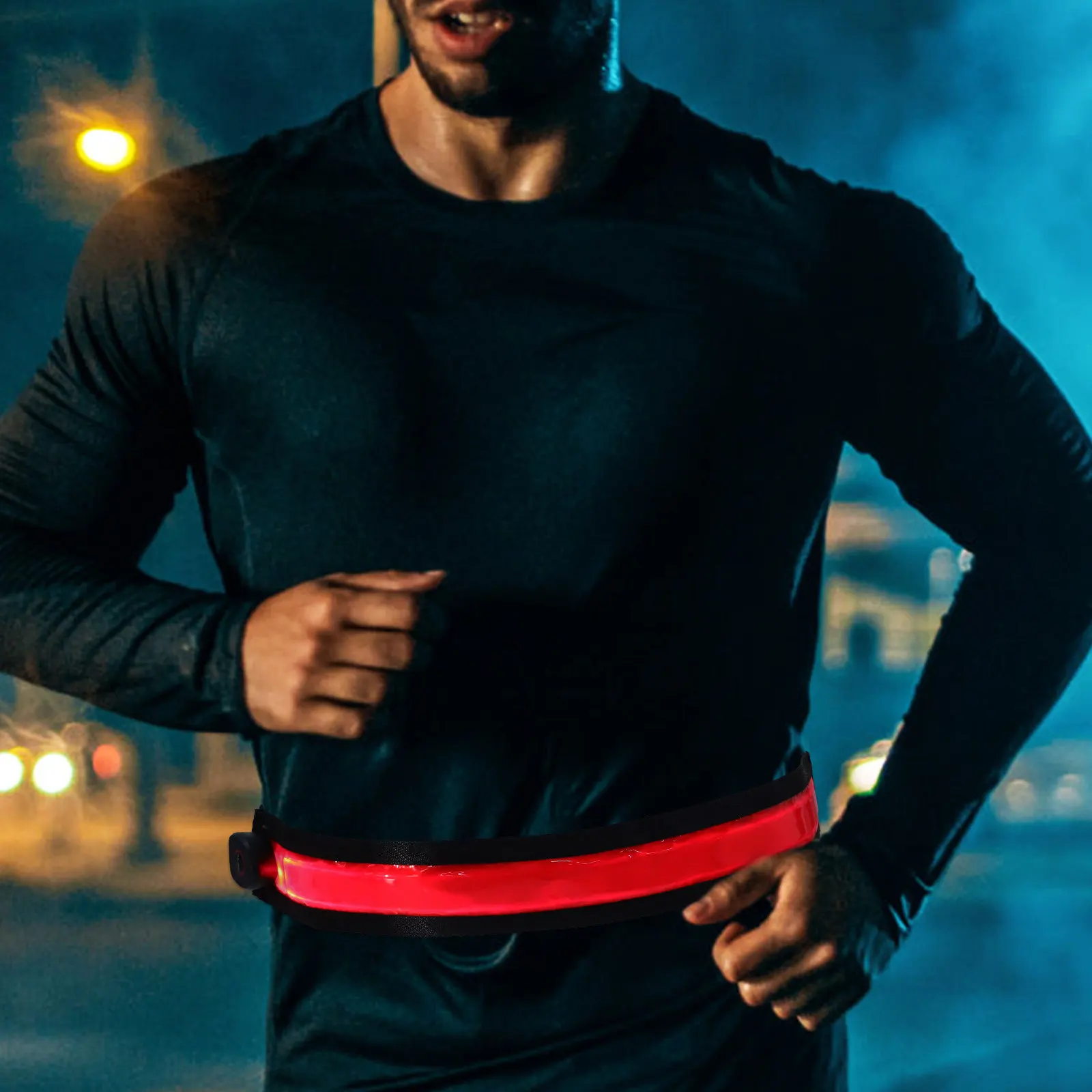2Pcs Rechargeable LED Reflective Belt Adjustable Night Running Safety Gear High Visibility Light Up for Walkers Cyclists