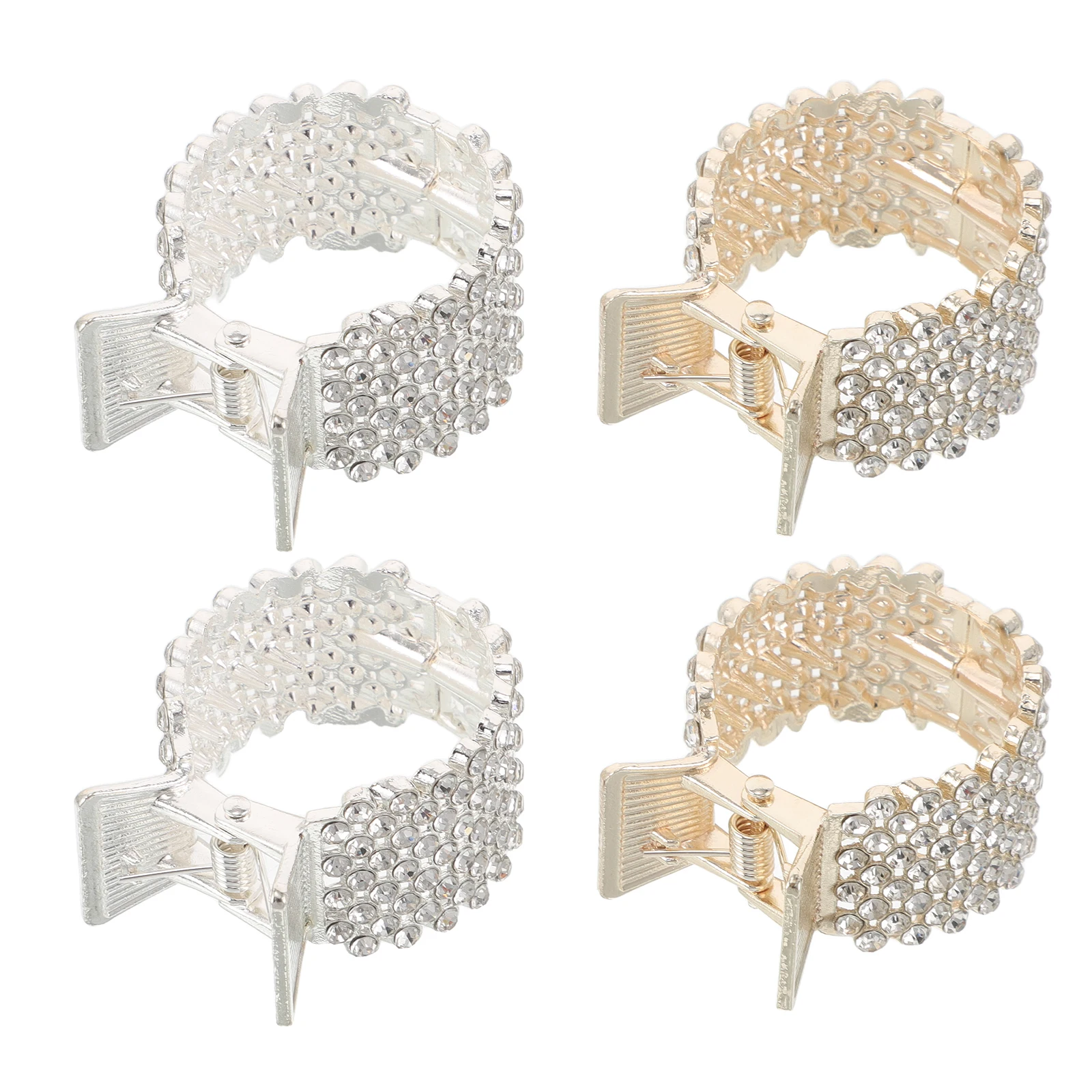

4pcs Rhinestone Ponytail Hair Clips Metal Claw Holders Sparkly Hair Cuff Accessories for Women Durable High Tail Clip Barrettes