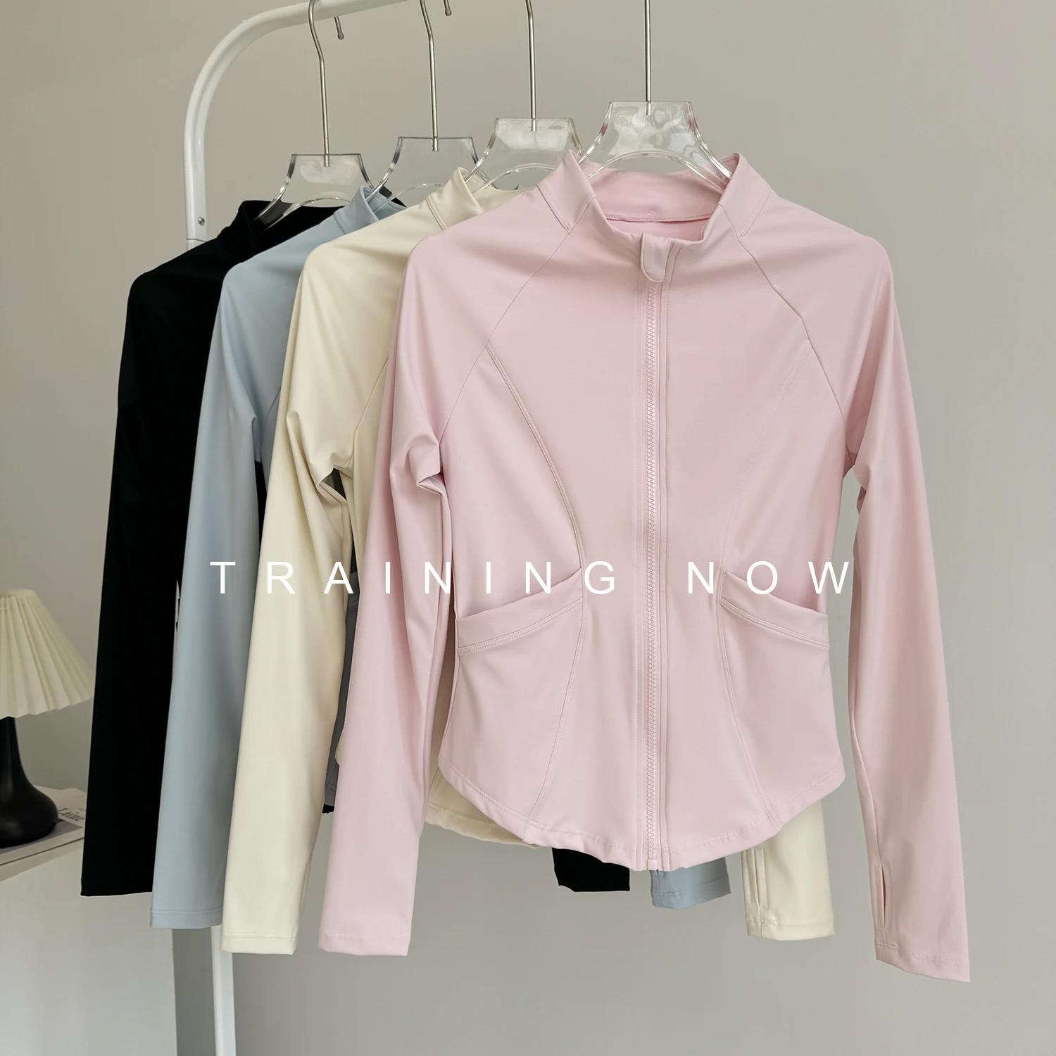 

Yoga clothing jacket for women autumn and winter stand collar zipper morning running training fitness top slim fit sports