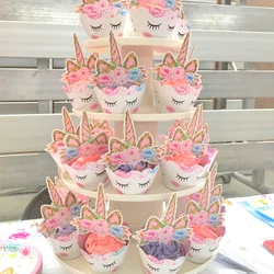Rainbow Unicorn Cupcake Wrappers With Cake Topper Unicorn Theme Girls 1st Birthday Party Cake Decor Unicorn Party Supplies